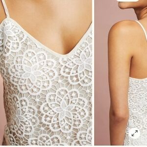 Anthropologie RYA COLLECTION Elegant Lace/chiffon Chemise in Champagne. XS NWT